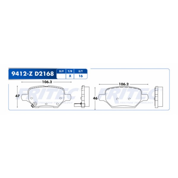 Balatas Ceramicas Traseras SPC-9412-Z Fritec | Autopartes