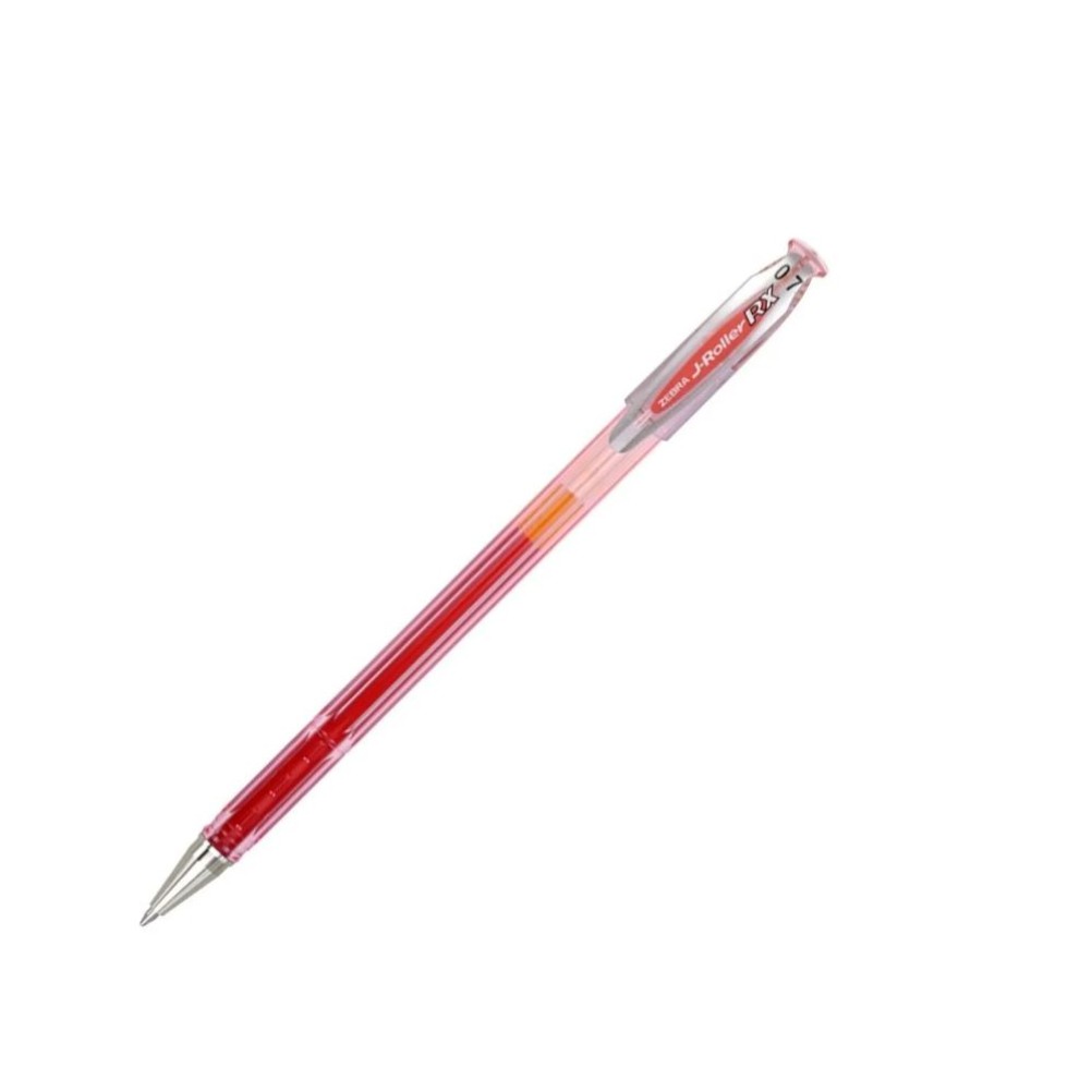 Bolígrafo zebra j roller rx punto mediano 0.7mm tinta gel color rojo c/12 pzas