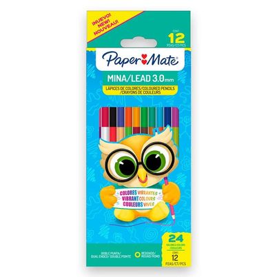 Lápices De Color Paper Mate 2209346 Punta Triangular Cuerpo Redondo Alta Resistencia Con Pigmentos No Tóxicos Paquete Con 12 Piezas Colores Variados