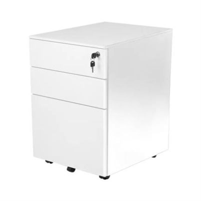 Cajonera Móvil De Pedestal Nextep Ne-644tb Capacidad De Carga De 50 Kg Con 3 Cajones Con Cerradura Ensamblado Material Metal Con Acabado Mate Color Blanco