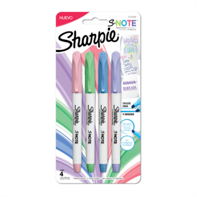 Resaltadores Sharpie S-Note Colores Pastel Surtidos - Set de 4 Piezas