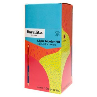 Lápiz Bicolor Barrilito 9302len Hexagonal Madera Grafito - Caja 100 Piezas