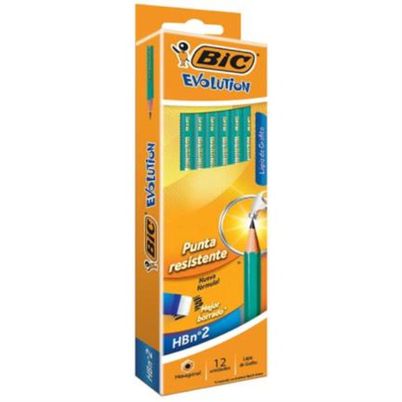 Lapiz Bic Evolution 944906 Hb2 Punta Hexagonal Madera Grafito Color Verde Estuche Con 12 Pieza(S)