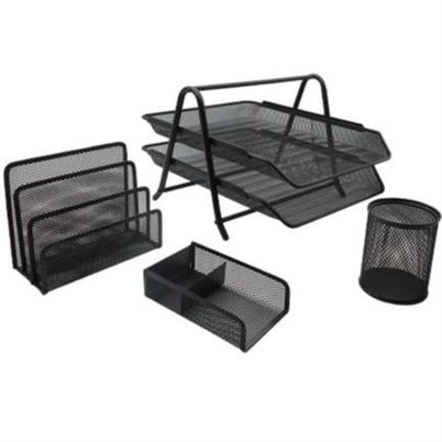 Kt De Charola Organizadora Nextep Ne-163 2 Nivele(S) Deslizable Malla Metálica + 3 Accesorios Color Negro